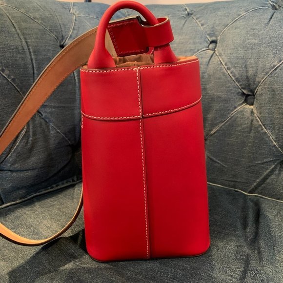 Dooney & Bourke Large Beacon Saffiano red bucket drawstring bag - Picture 5 of 15